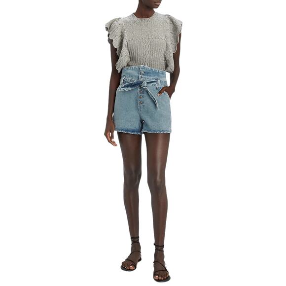 GRLFRND Brynn denim high waist paperbag jeans shorts in Perfect Ten Size 26 NEW - Picture 8 of 8